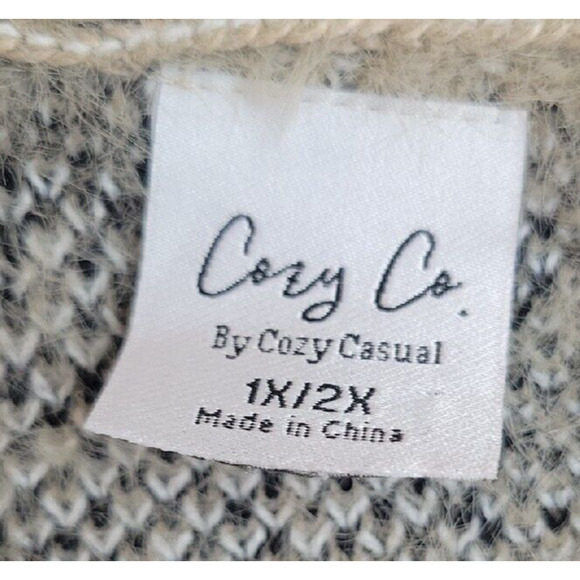 Cozy Co Tan Leopard Print Open Pockets Fuzzy Cardigan Sweater Women's Size 1X/2X - Picture 3 of 9